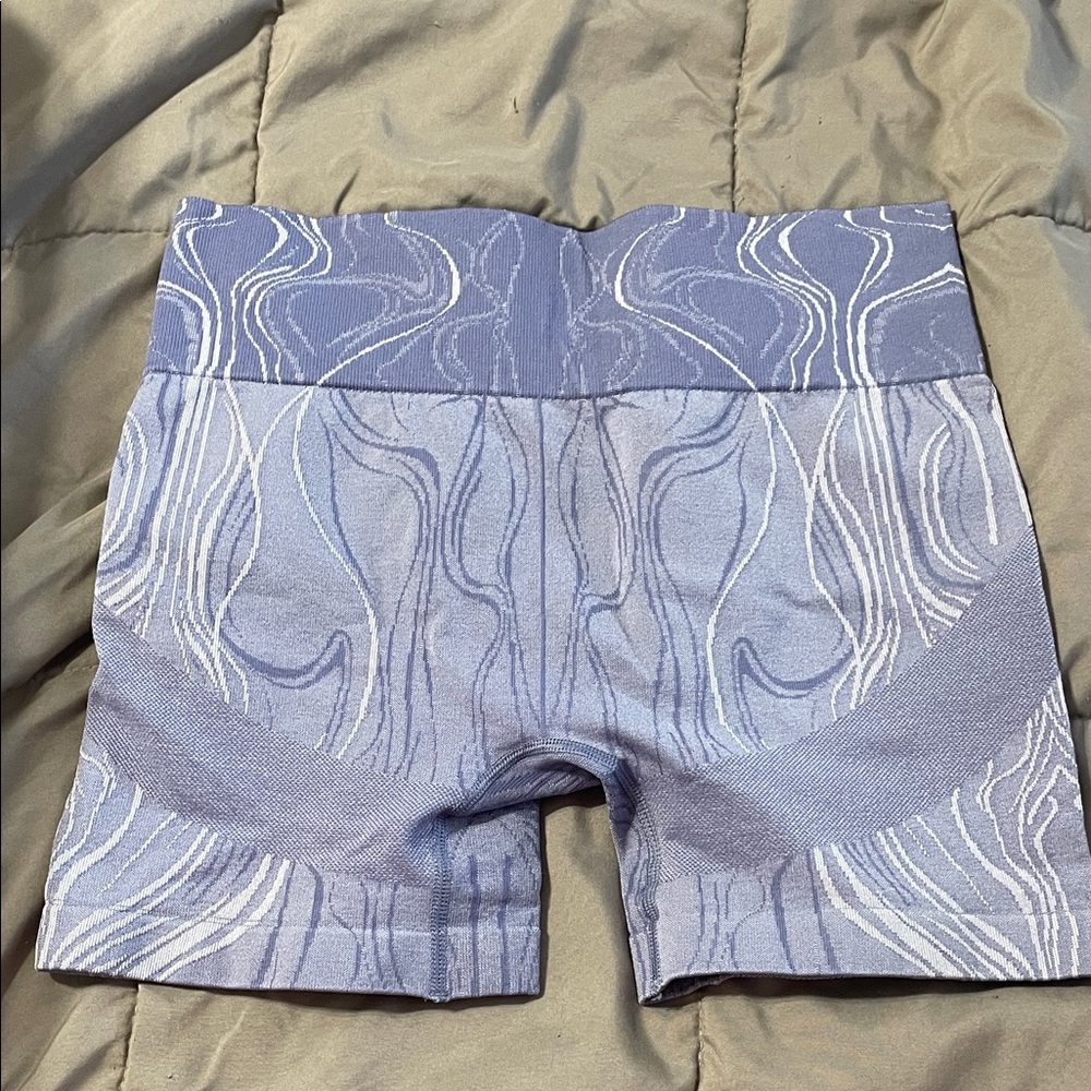 Women's Blue Patterned Shorts - Picture 2 of 2